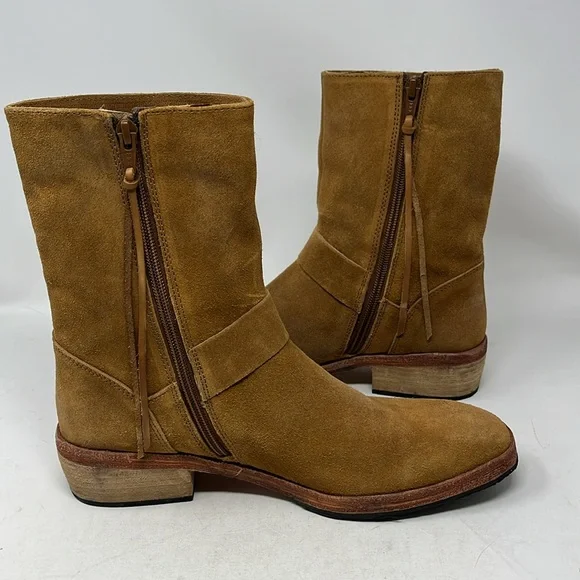 FREE PEOPLE VIENNA ANKLE BOOT CAMEL COLOR SUEDE EU 40 FITS LIKE 8.5 LIKE NEW - Picture 10 of 14